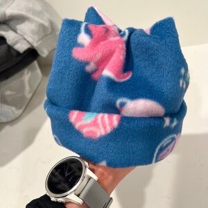 90s Four Point Fun Print Fleece Beanie